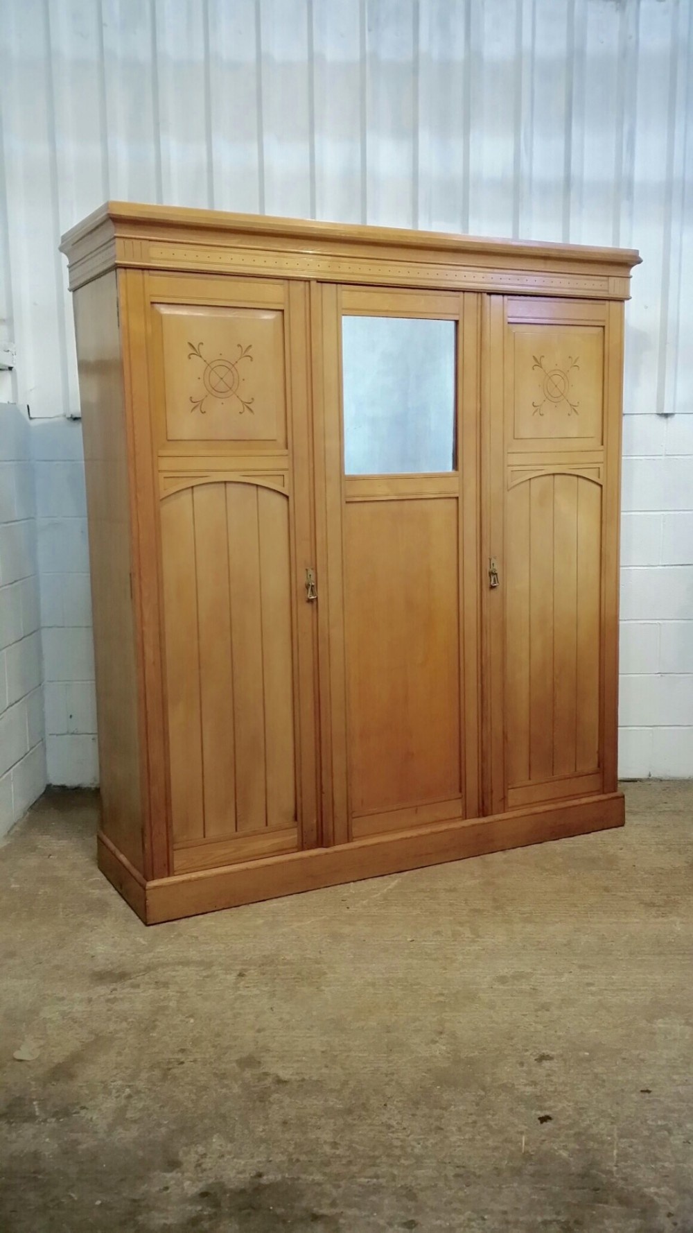 antique ash arts crafts triple wardrobe