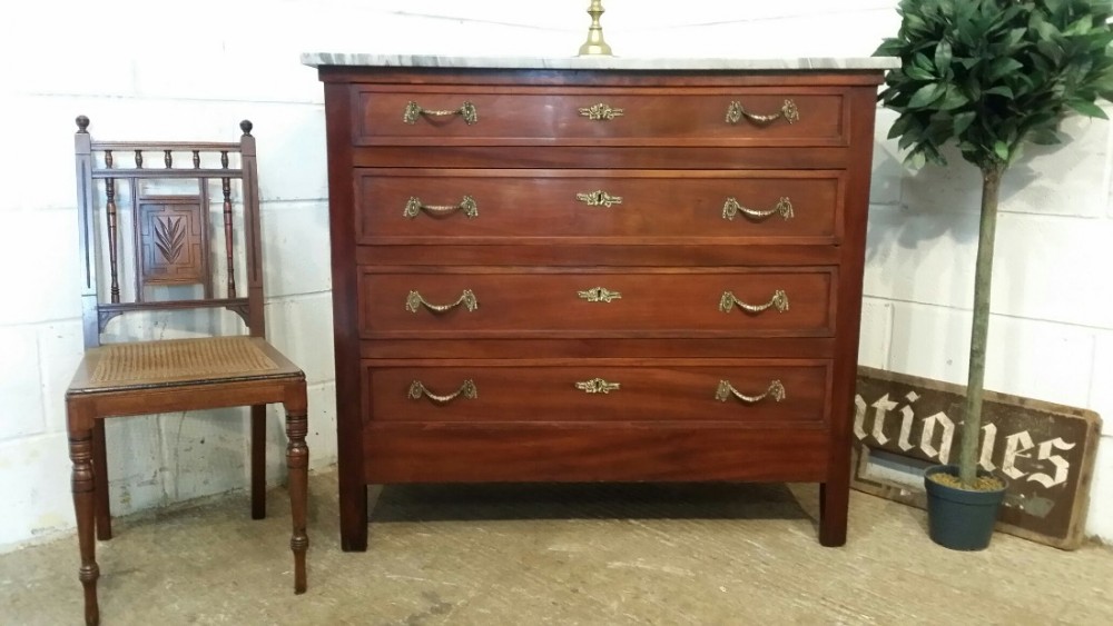 antique 19th century french mahogany marble topped chest of drawers c1880