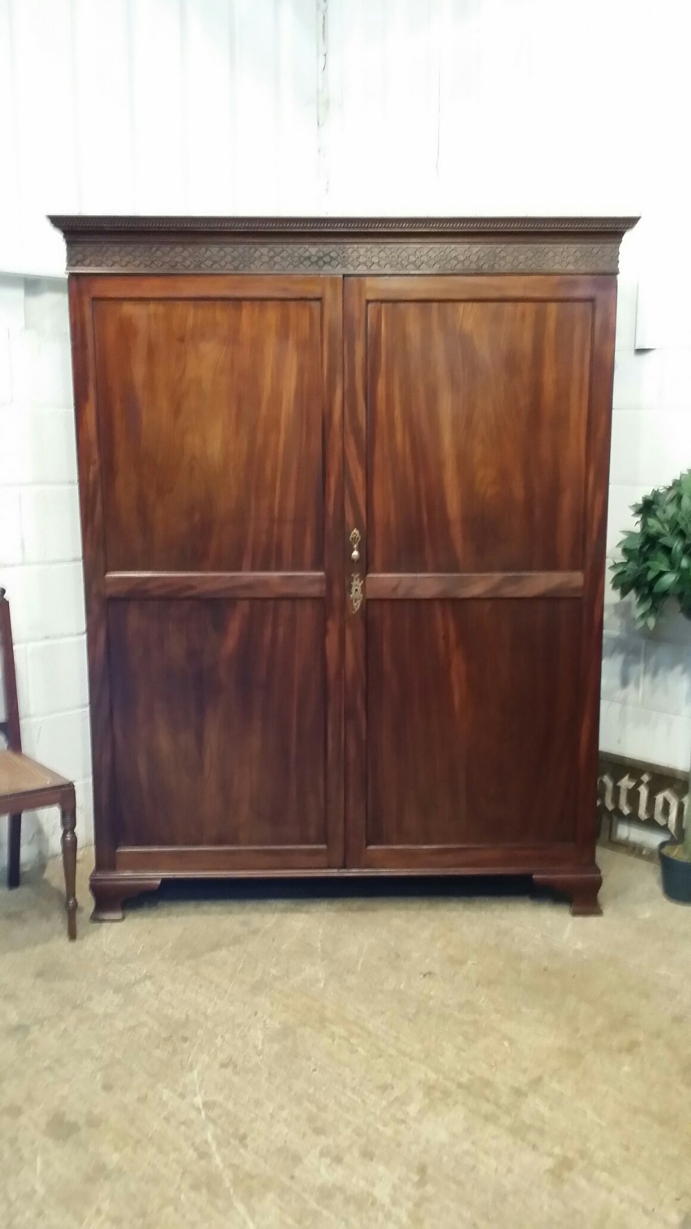 antique regency mahogany low double wardrobe 73 high c1820
