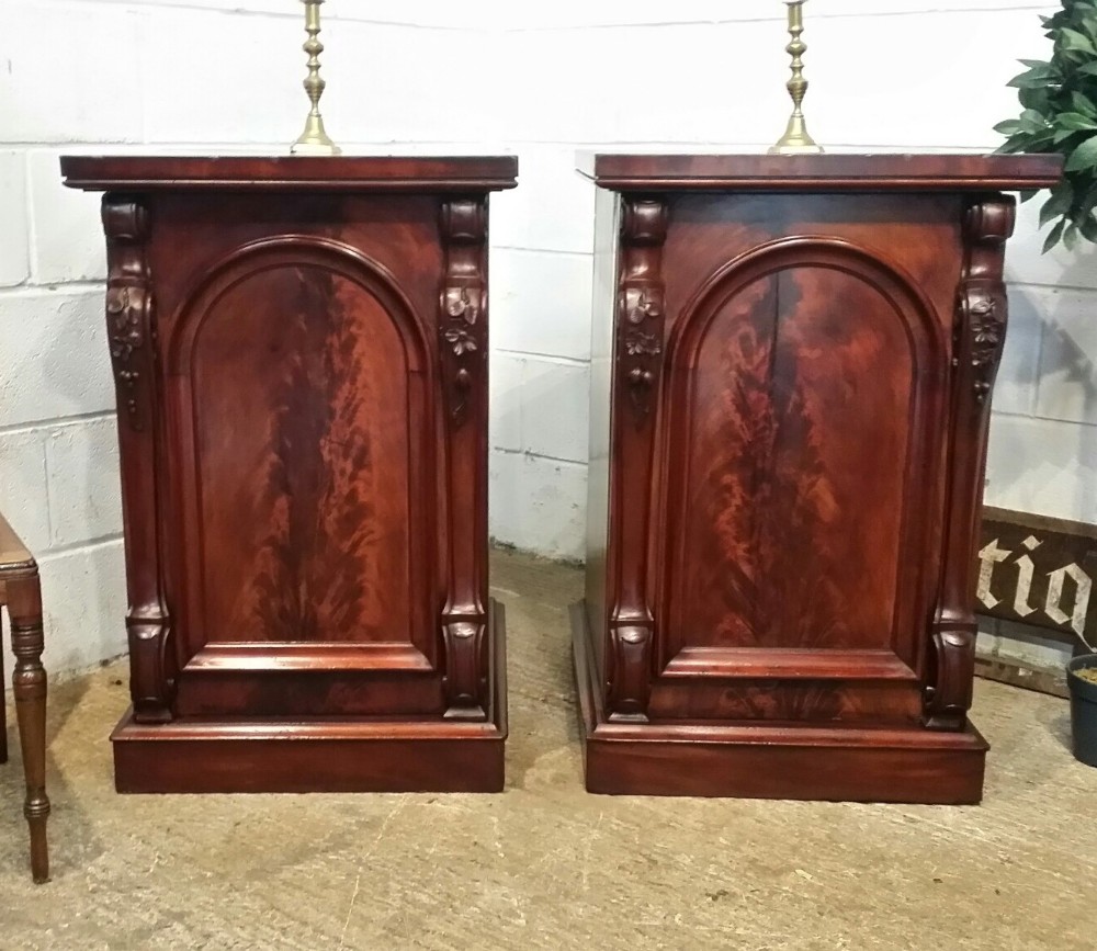 antique pair victorian mahogany pedastal cabinets c1880