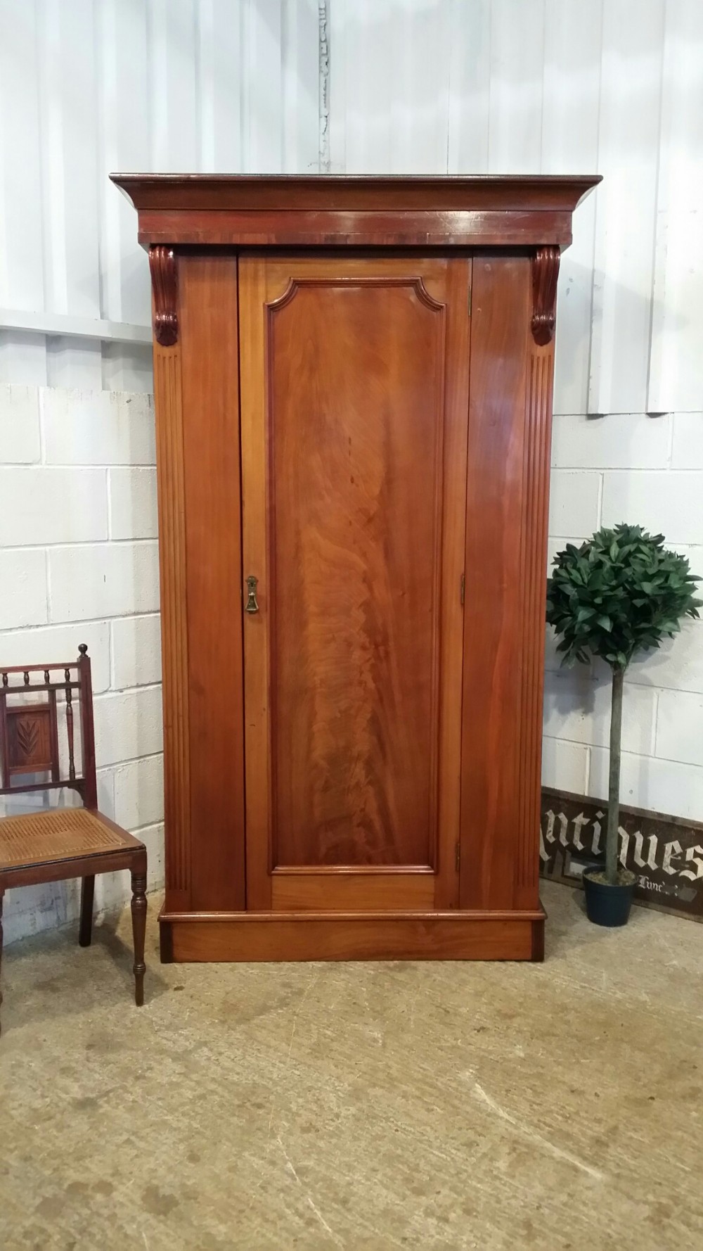 antique victorian mahogany single door wardrobe c1880