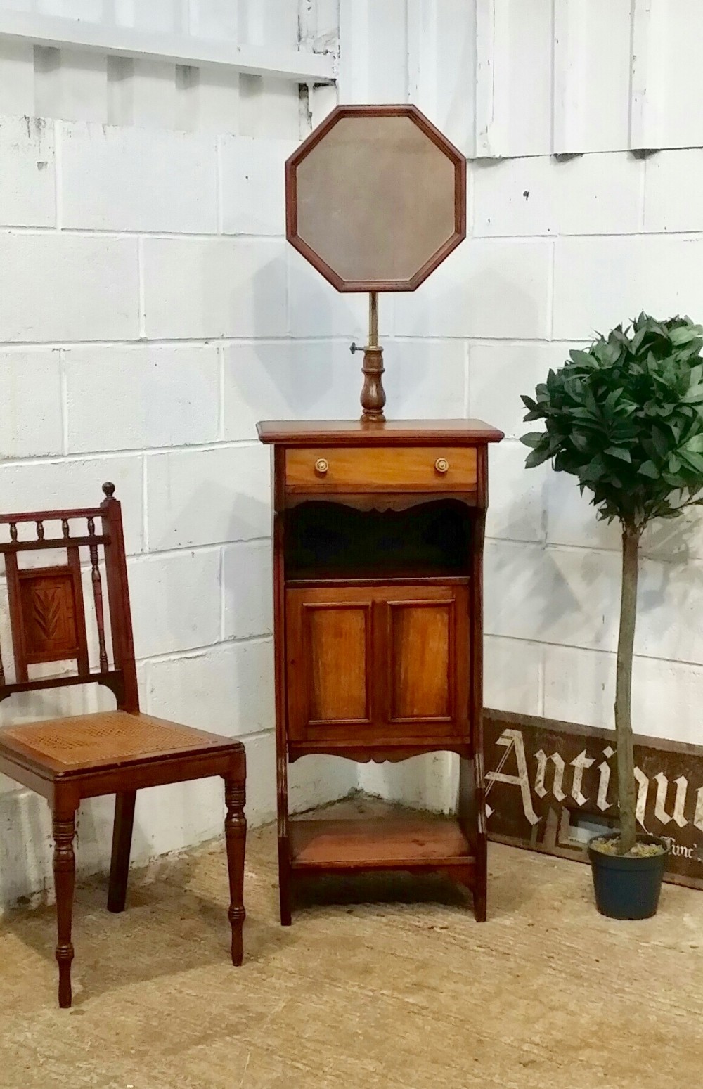 antique edwardian mahogany gents shaving stand cabinet c1900