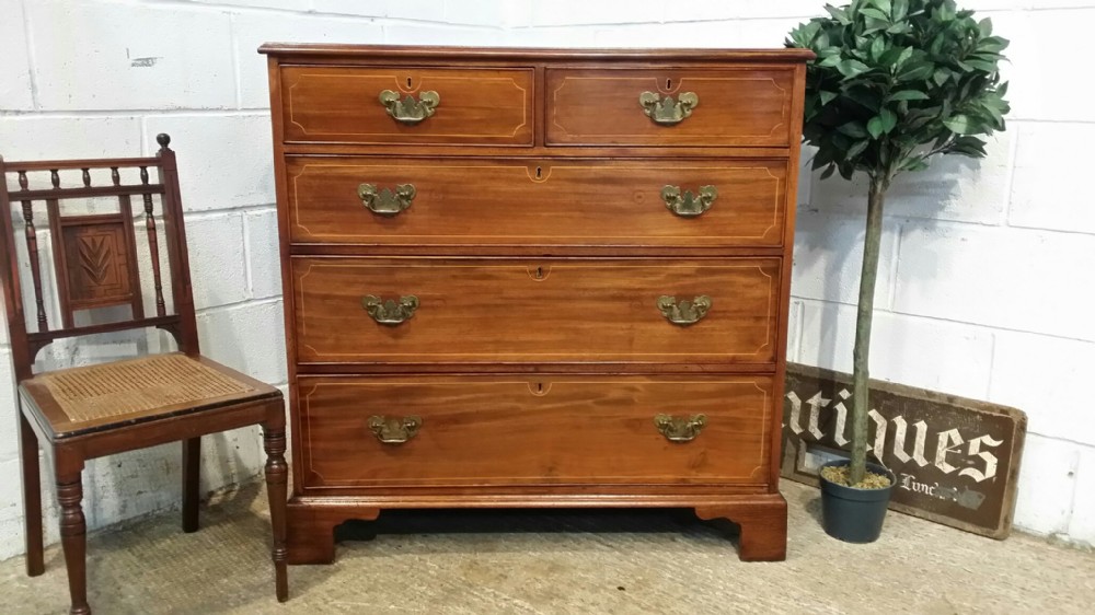 antique regency mahogany inlaid chest of drawers c1820