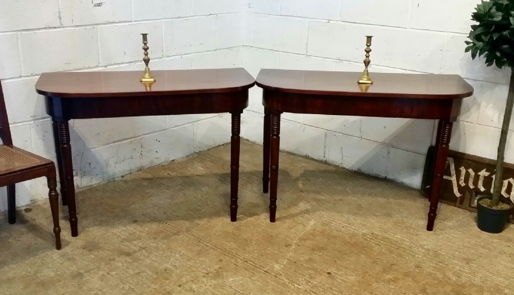 antique pair regency mahogany d end side tables c1820