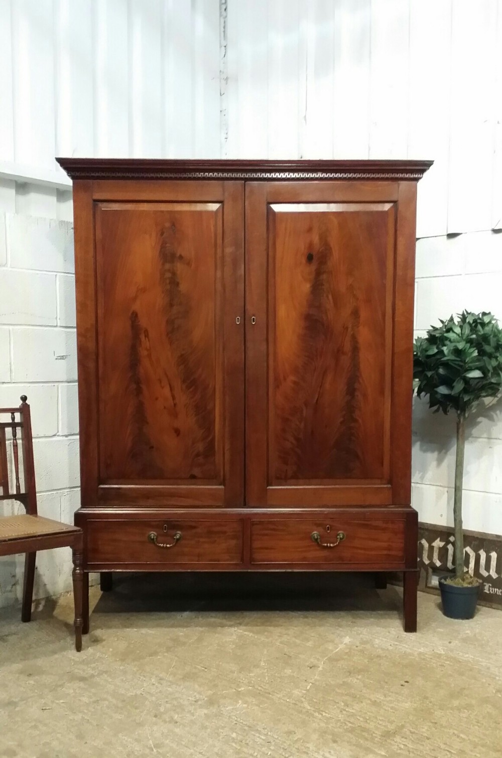 antique regency mahogany clothes press wardrobe c1820