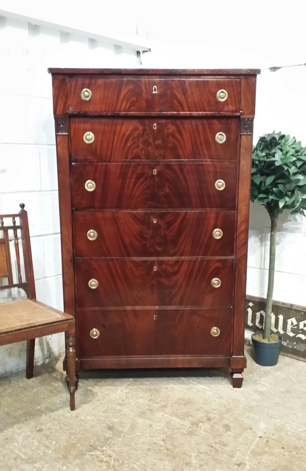 antique french napoleon 111 mahogany tall chest of drawers c1870