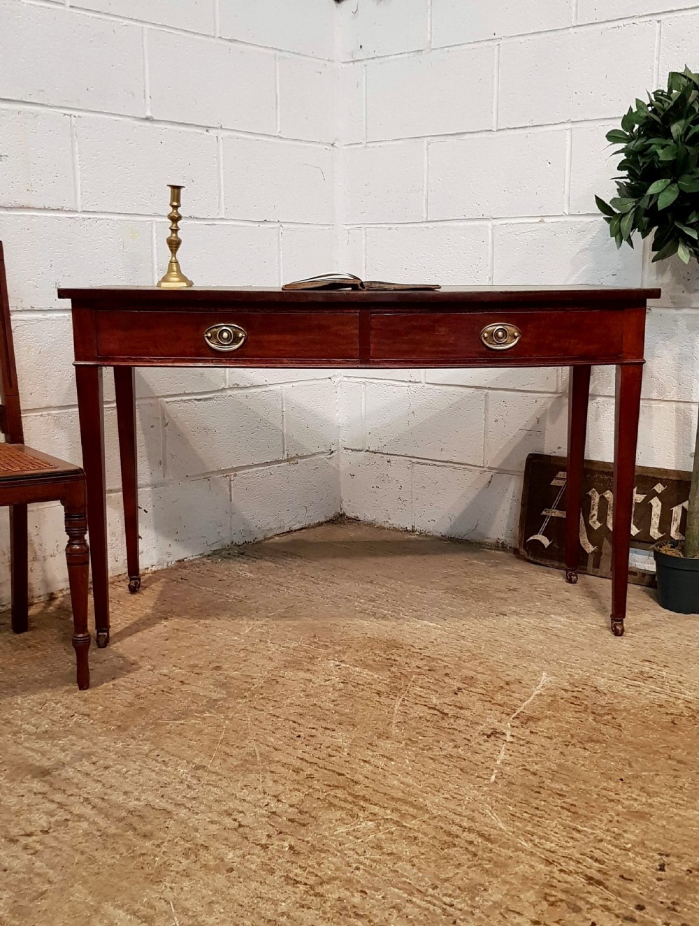 antique late victorian regency style mahogany leather top bow front writing table c1890