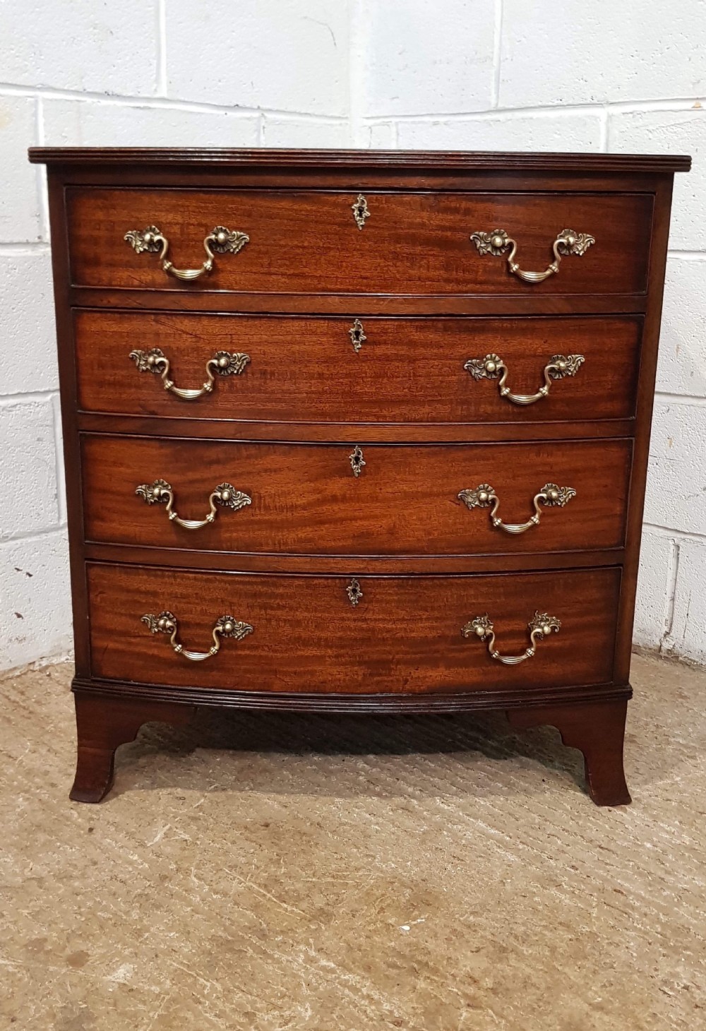 antique edwardian mahogany bow front dwarf chest of drawers c1900