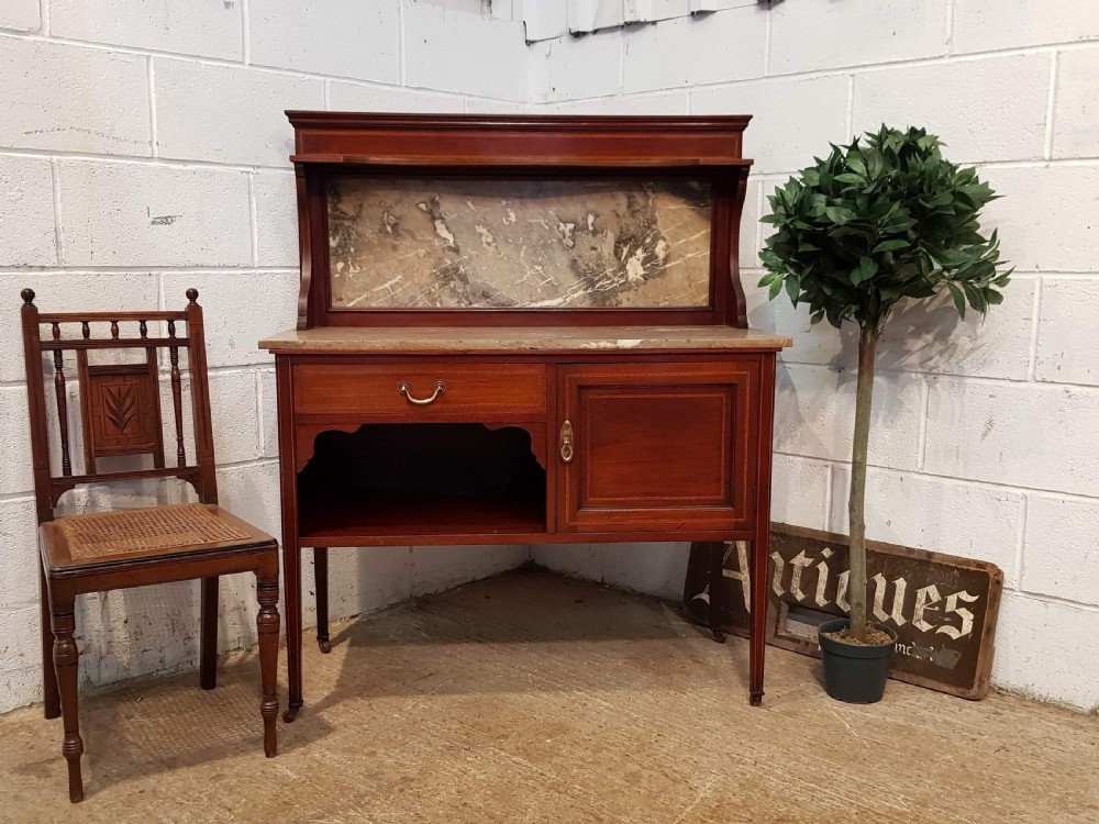 antique edwardian mahogany marble top washstand c1900