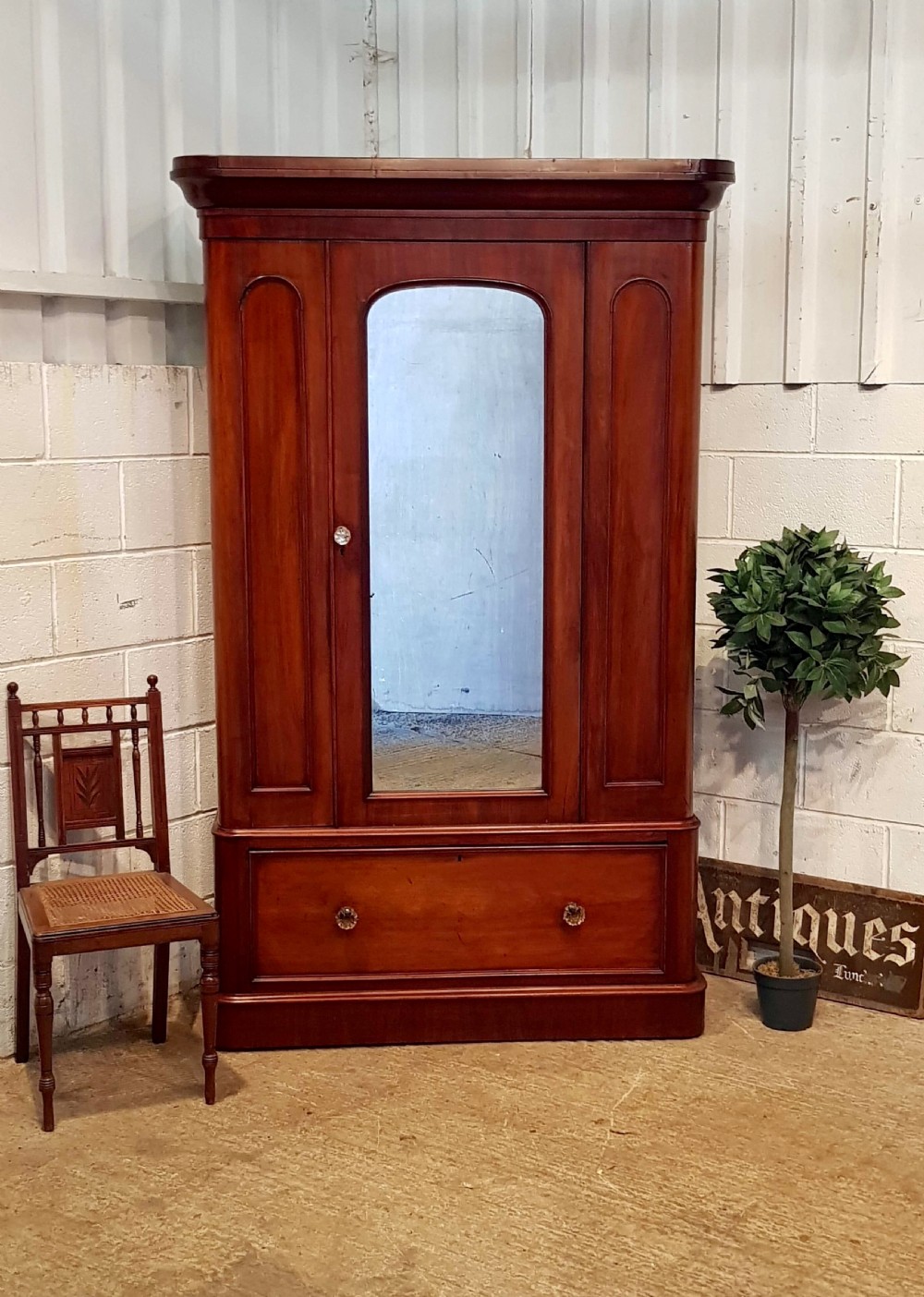 antique victorian mahogany single wardrobe c1880
