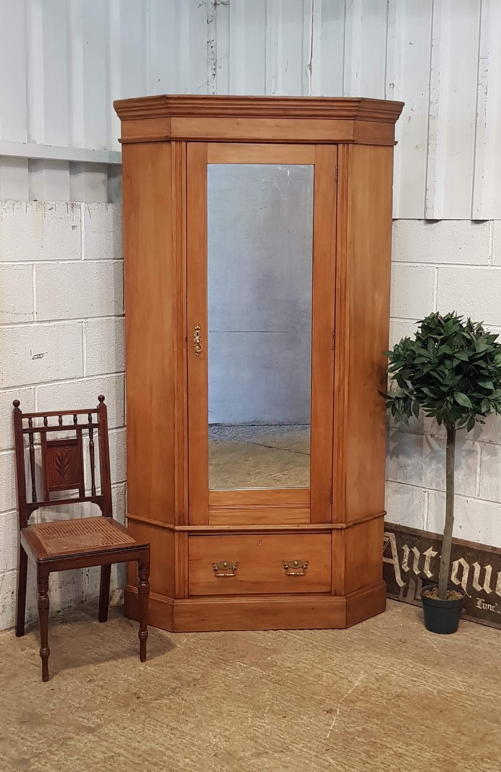 antique victorian satinwood corner wardrobe c1880