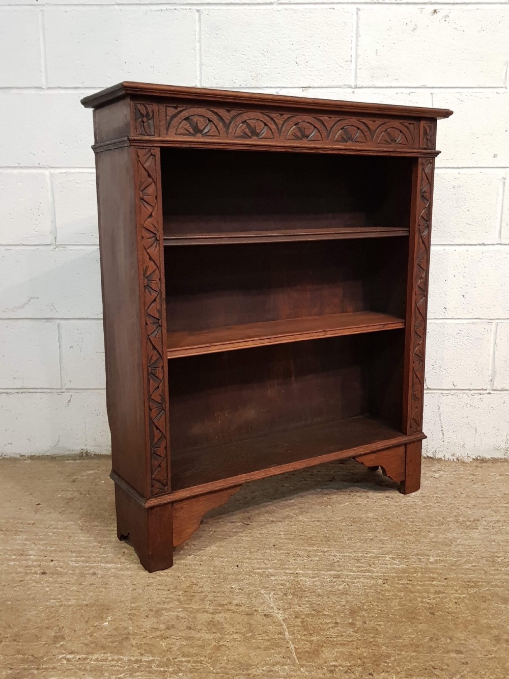 antique victorian carved oak bookcase c1880