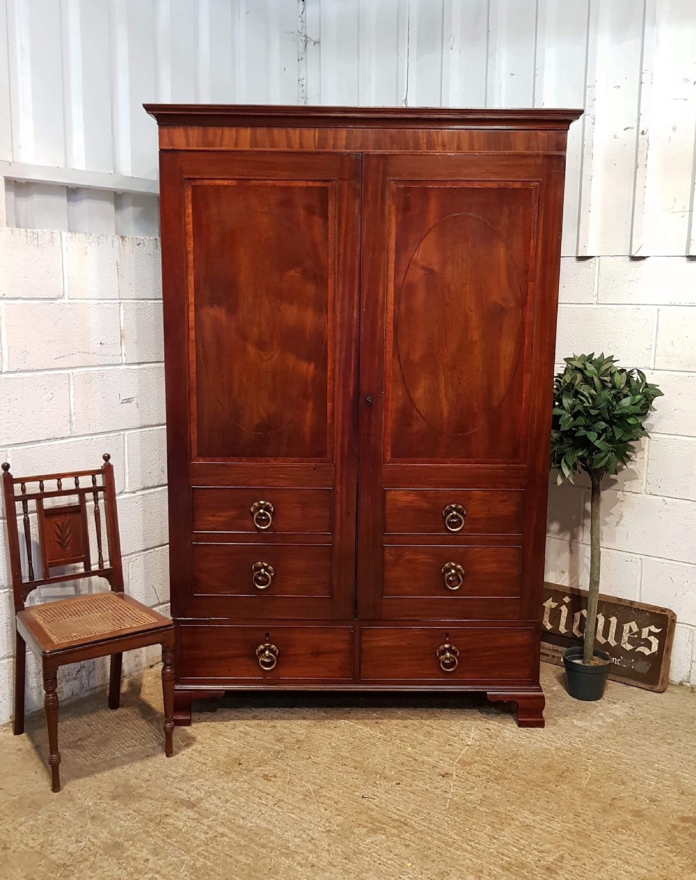 antique regency mahogany double wardrobe c1820