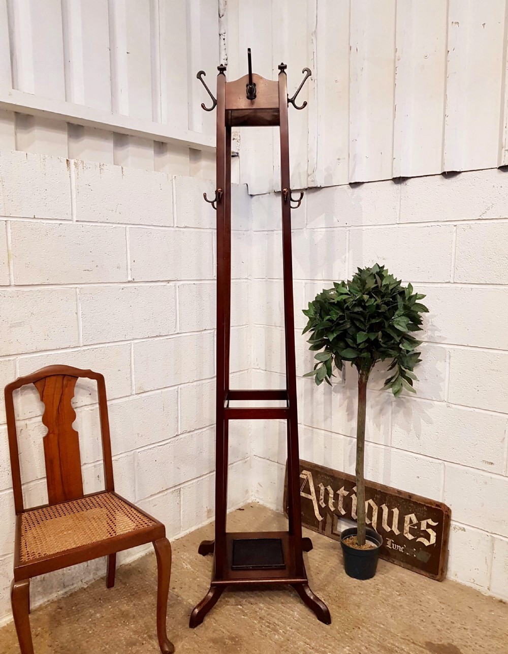 antique edwardian mahogany tall hat coat and stick stand c1900