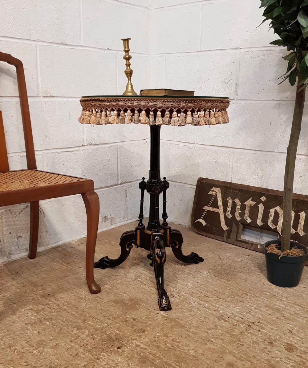 antique victorian aesthetic glass topped gypsy table c1880