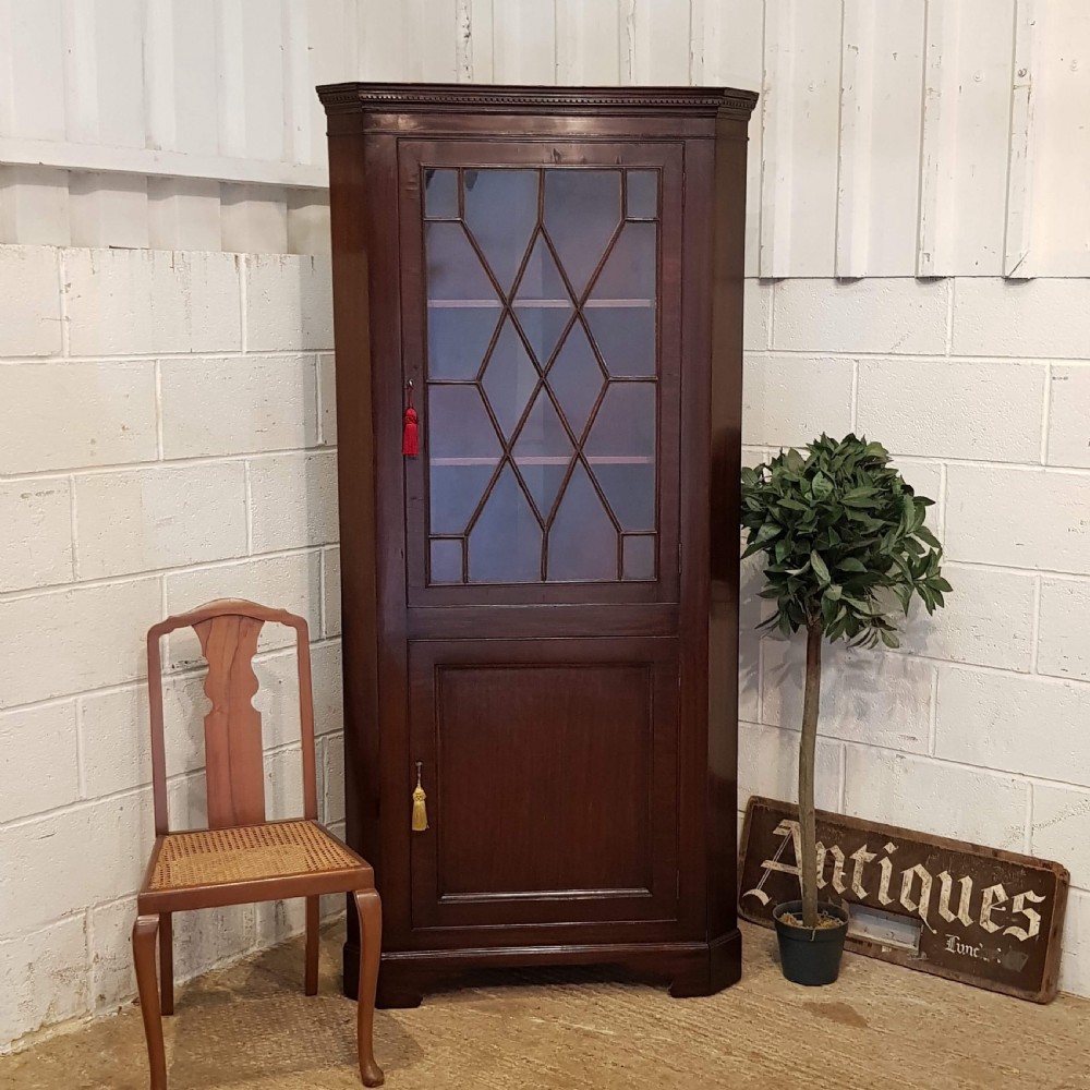 antique late 18th century full height mahogany corner cupboard c1790