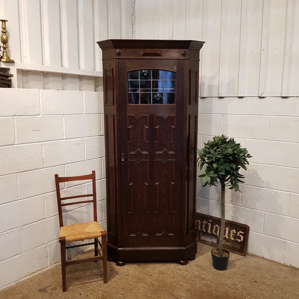 antique edwardian oak corner cupboard c1900
