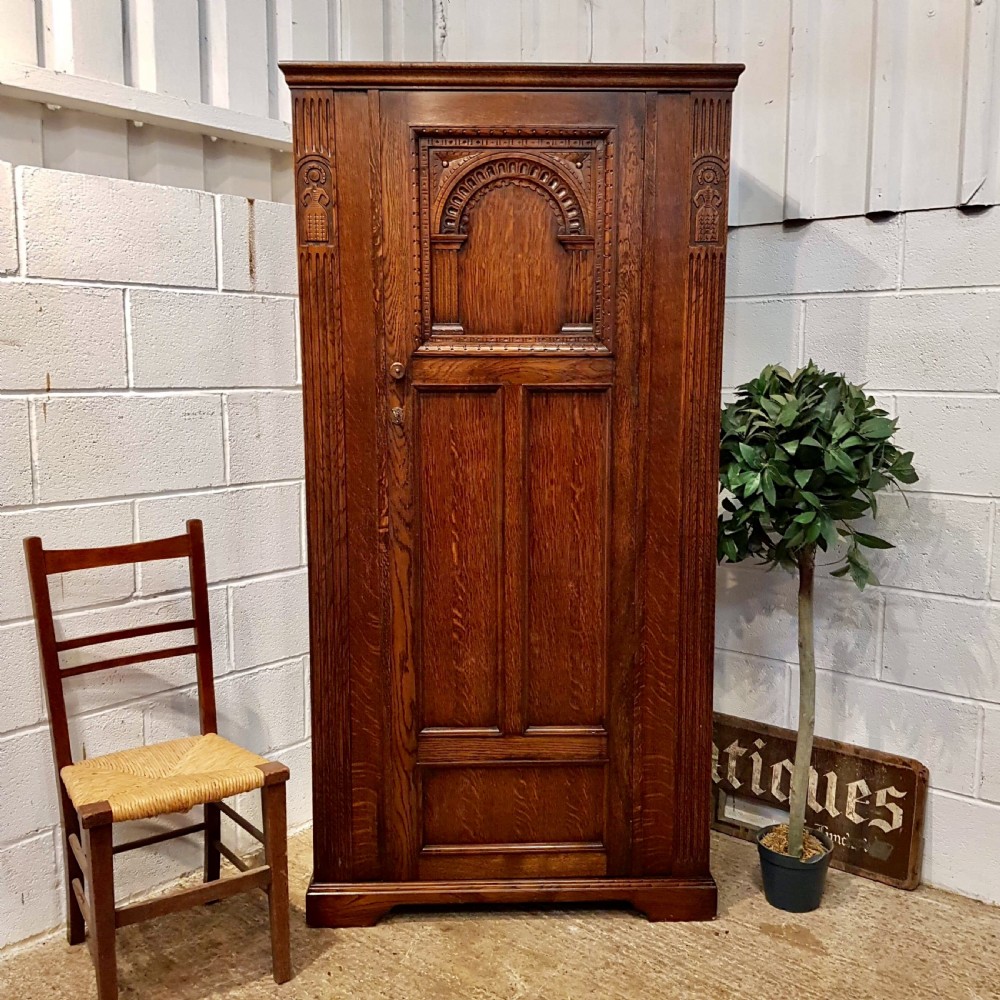antique oak hall cupboard c1920