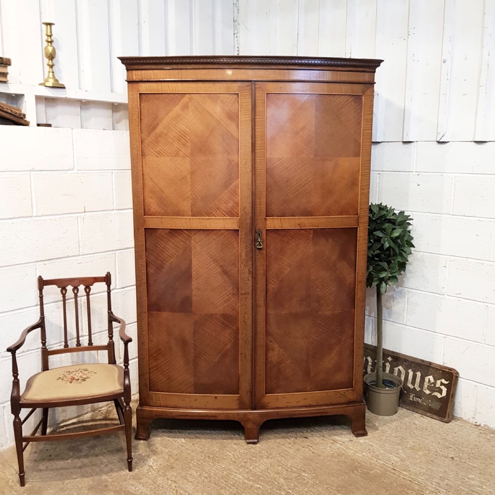 antique edwardian satinwood doubke wardrobe by maple co c1900