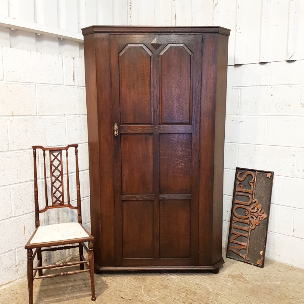 antique oak hall wardrobe c1920