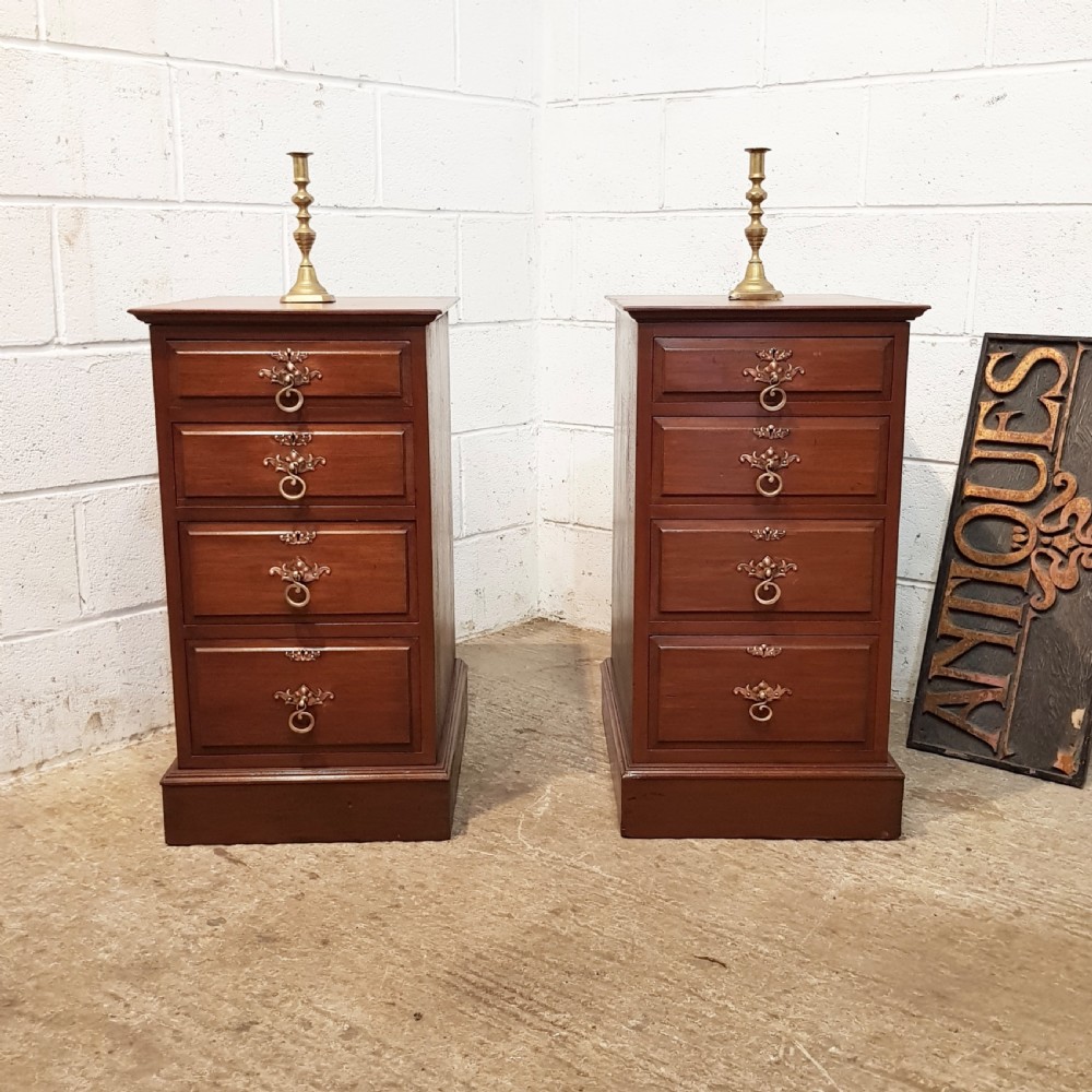 antique pair edwardian mahogany bedside chests of drawers c1900
