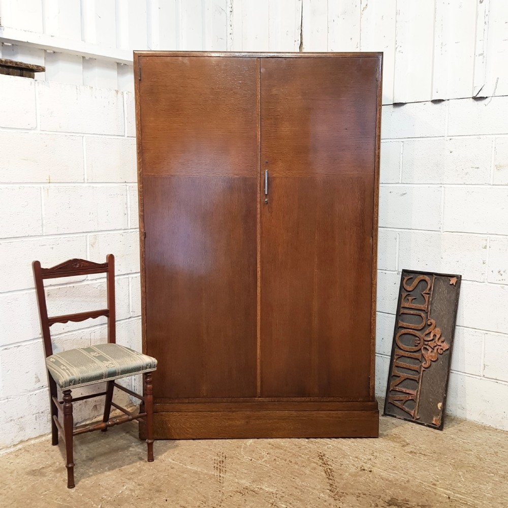 antique oak fitted compactum wardrobe c1920