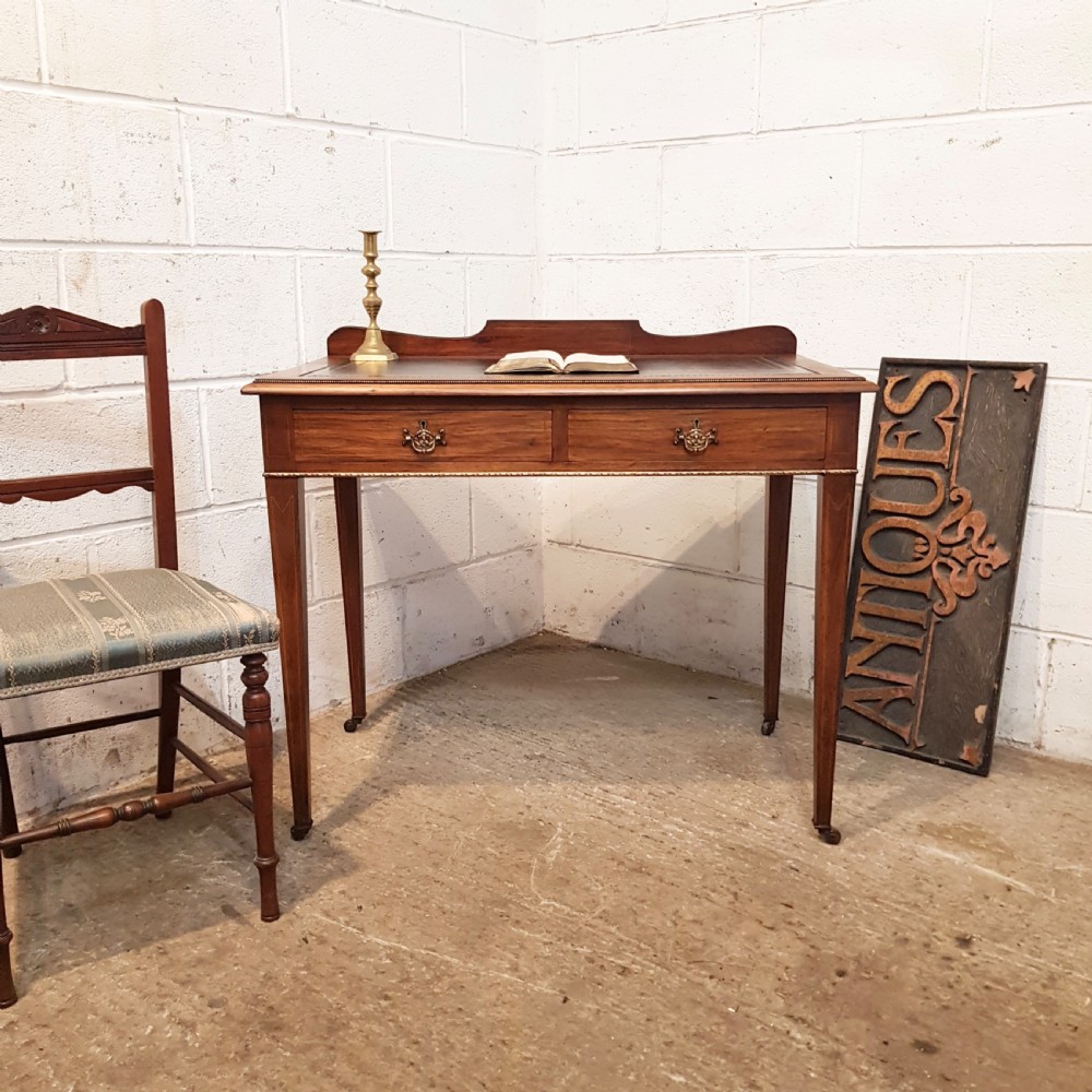 antique edwardian rosewood leather topped writing desk c1900