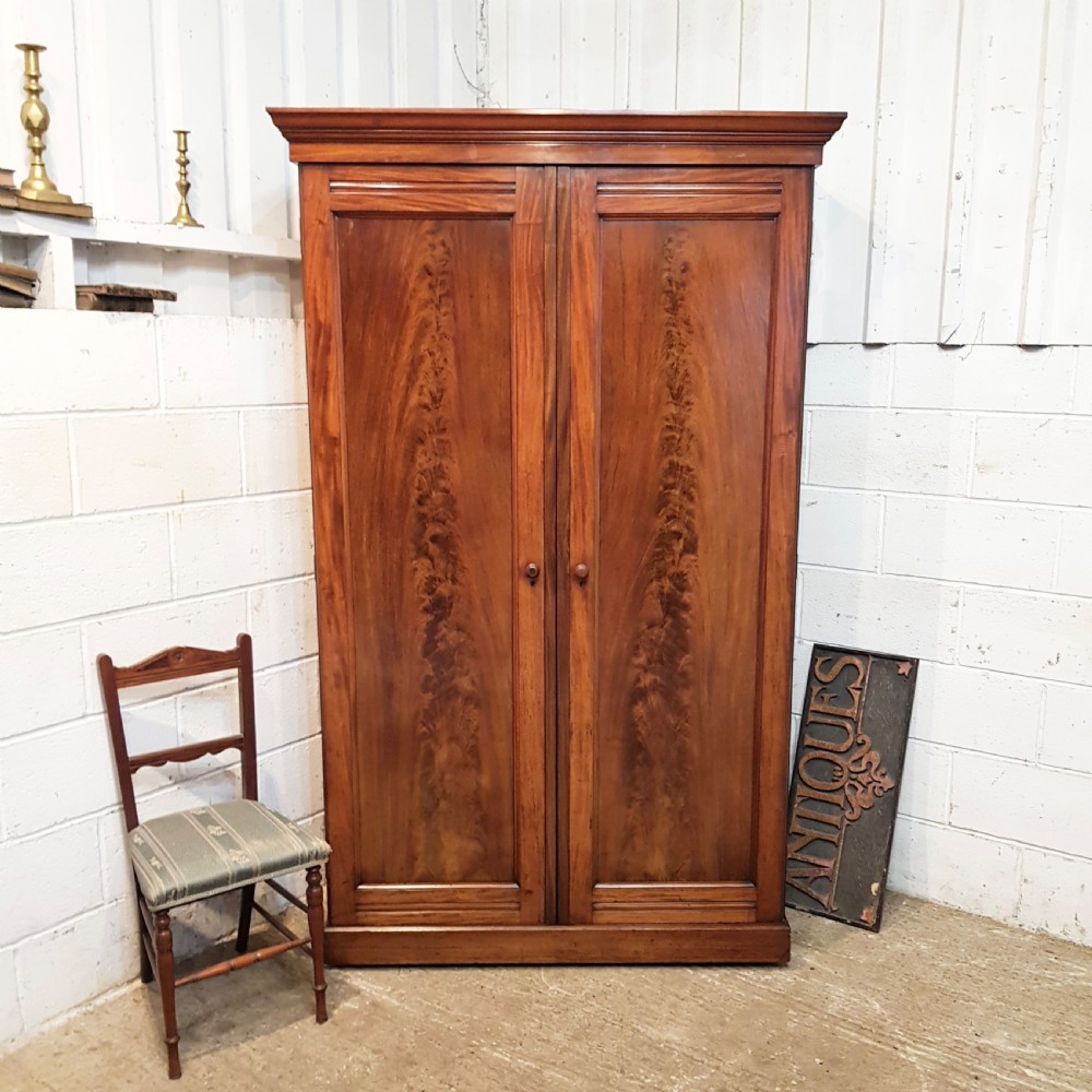 antique victorian flamed mahogany doubke wardrobe c1880