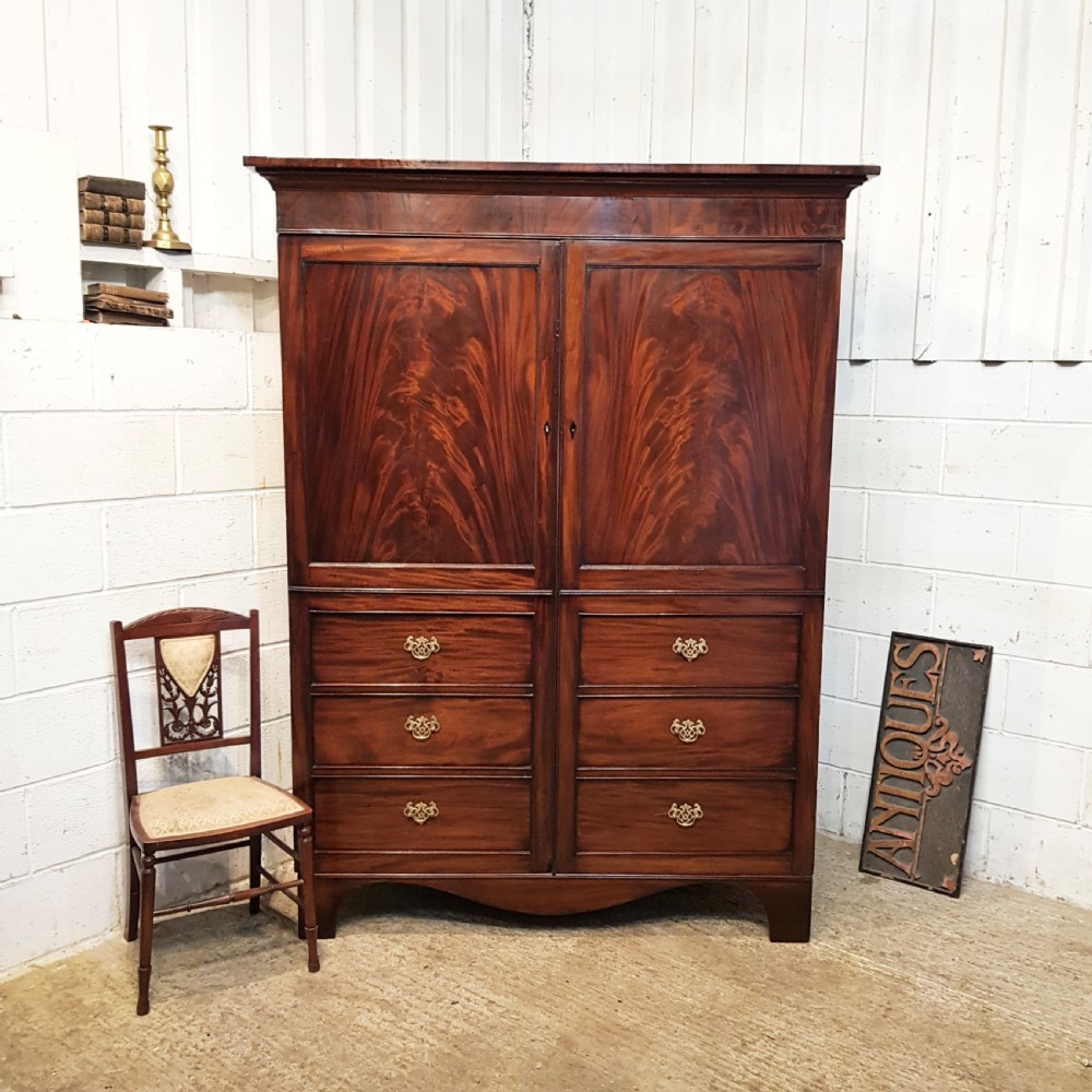 antique regency mahogany campaign wardrobe c1820