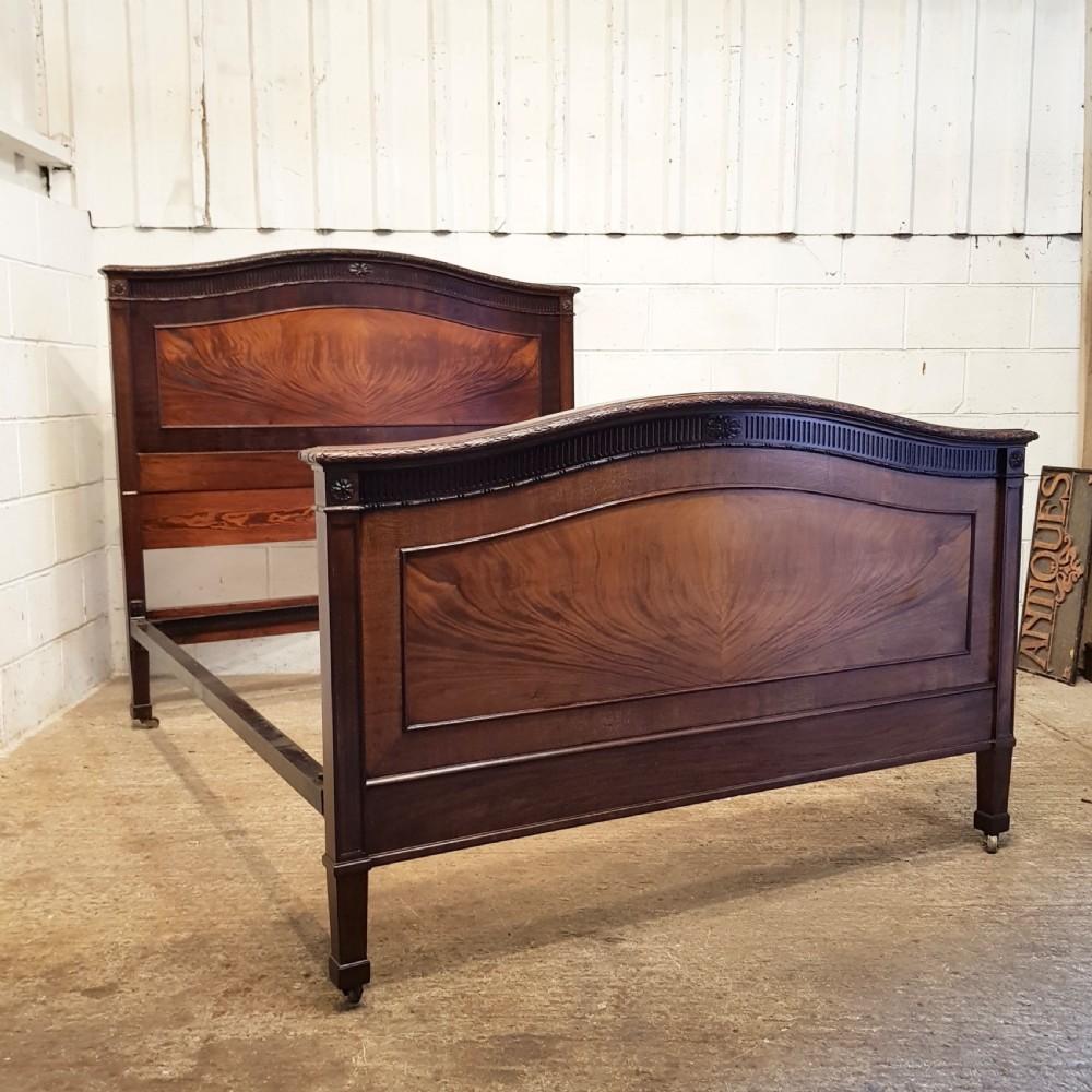Antique Edwardian Chippendale Mahogany King Size Bed By Heal & Son