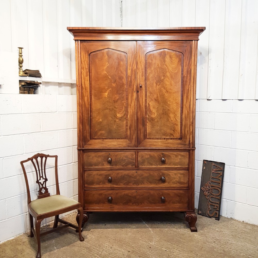 antique william 1v mahogany clothes press c1830
