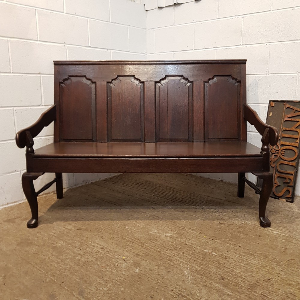 antique 18th century joined oak settle c1780