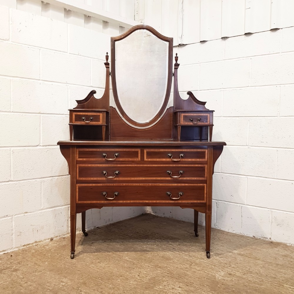 antique edwardian inlaid mahogany dressing table c1900