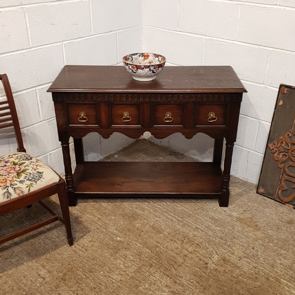 antique oak console side table by waring gillows c1920