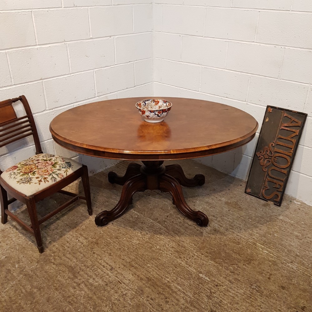 antique victorian burr walnut oval breakfast table c1880
