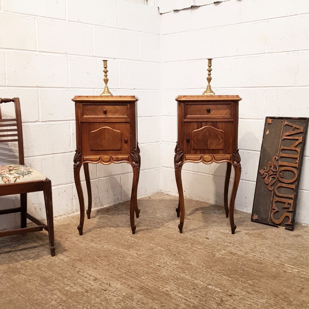 antique pair 19th century french walnut bedside tables c1880