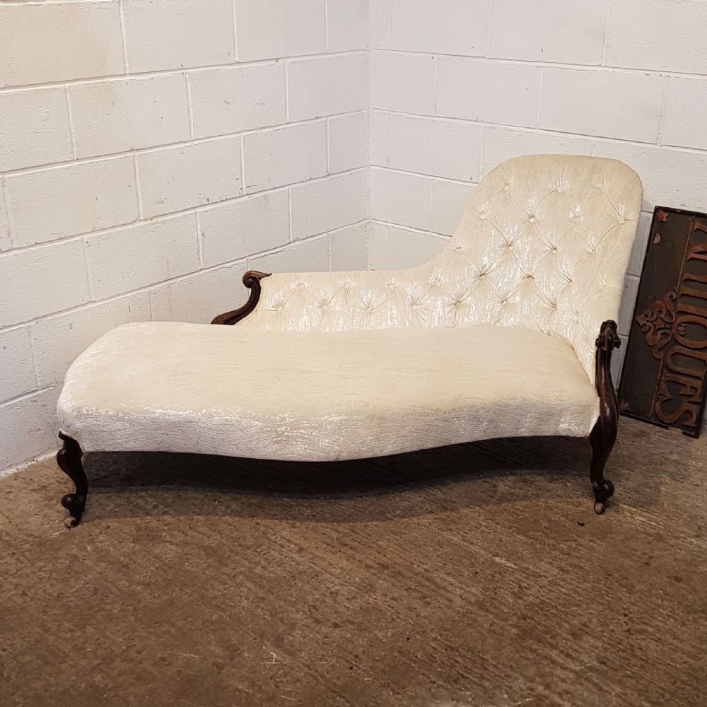 antique victorian mahogany framed chaise longue c1880