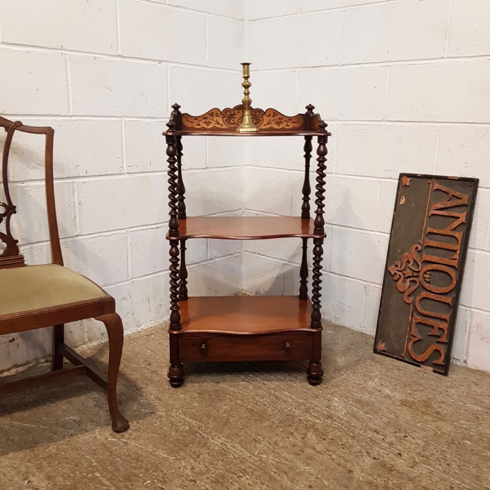 antique victorian inlaid mahogany what not c1880