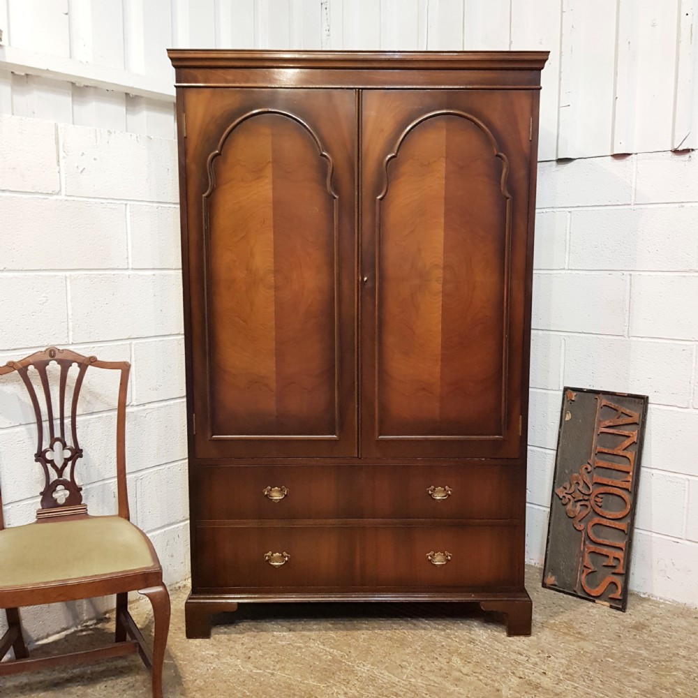 antique walnuy low fitted combination wardrobe c920