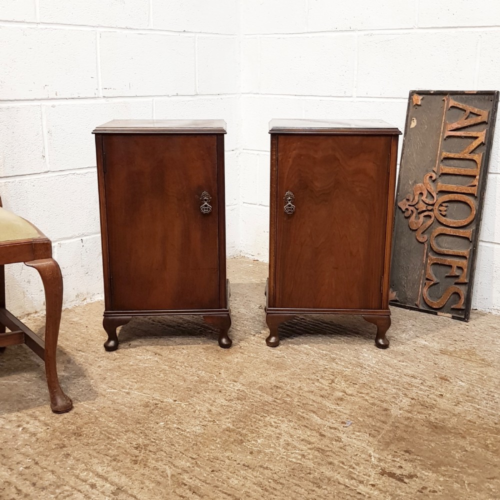 antique pair mahogany bedside cabinets c1930