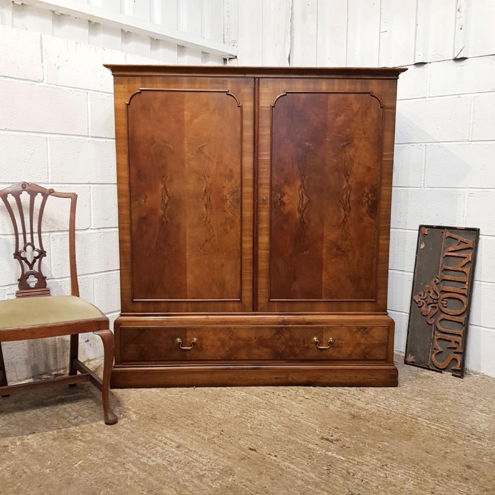 antique burr walnut linen cabinet c1920