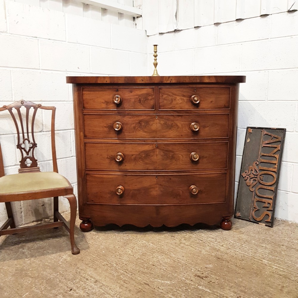 antique victorian mahogany bow front chest of drawers c1880