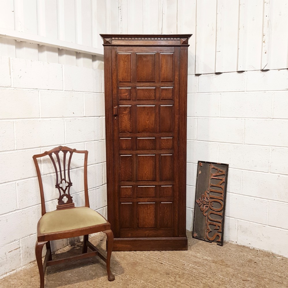 antique oak panelled hall wardrobe c1920