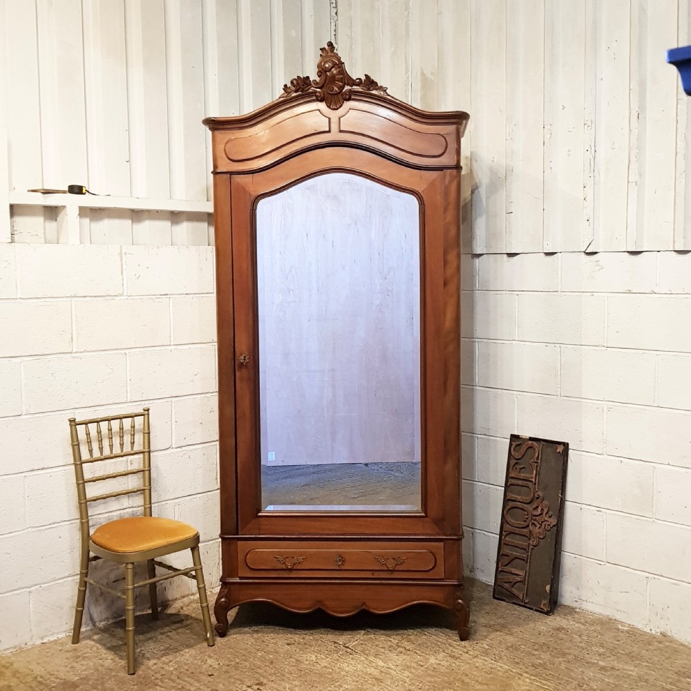 antique french walnut single armoire c1890