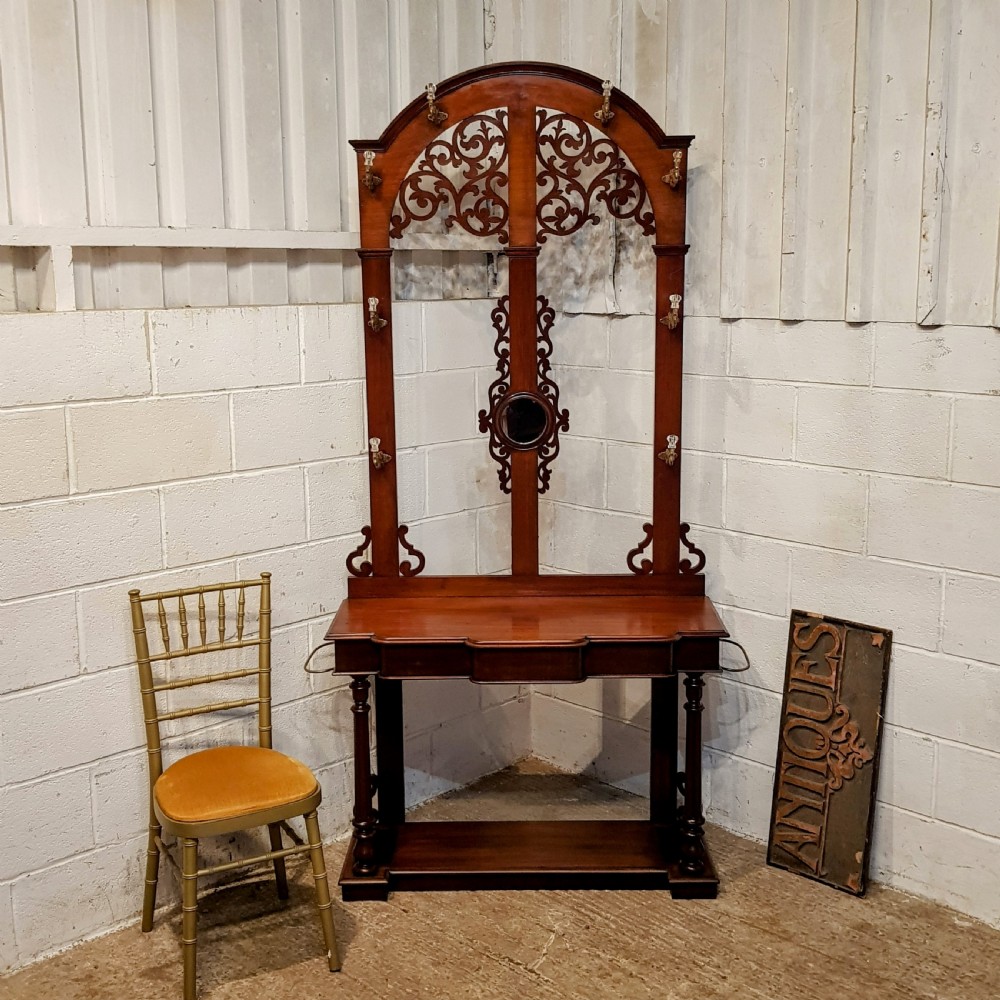 an antique victorian mahogany hall stand