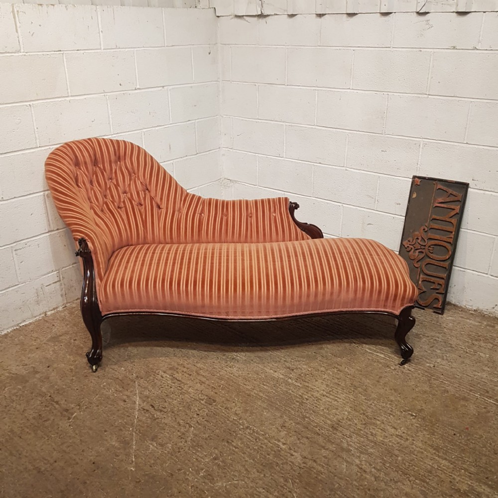 an early victorian mahogany framed chaise longue c1850
