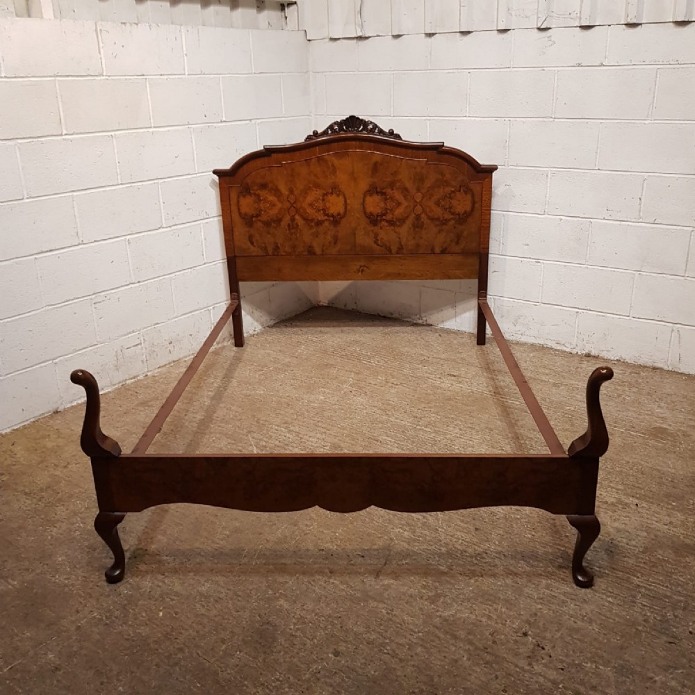 an antique burr walnut double bed c1920