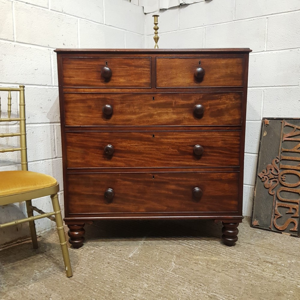 A VICTORIAN MAHOGANY 4 HEIGHT CHEST OF DRAWERS C1880 a victorian mahogany 4 height chest of drawers c1880