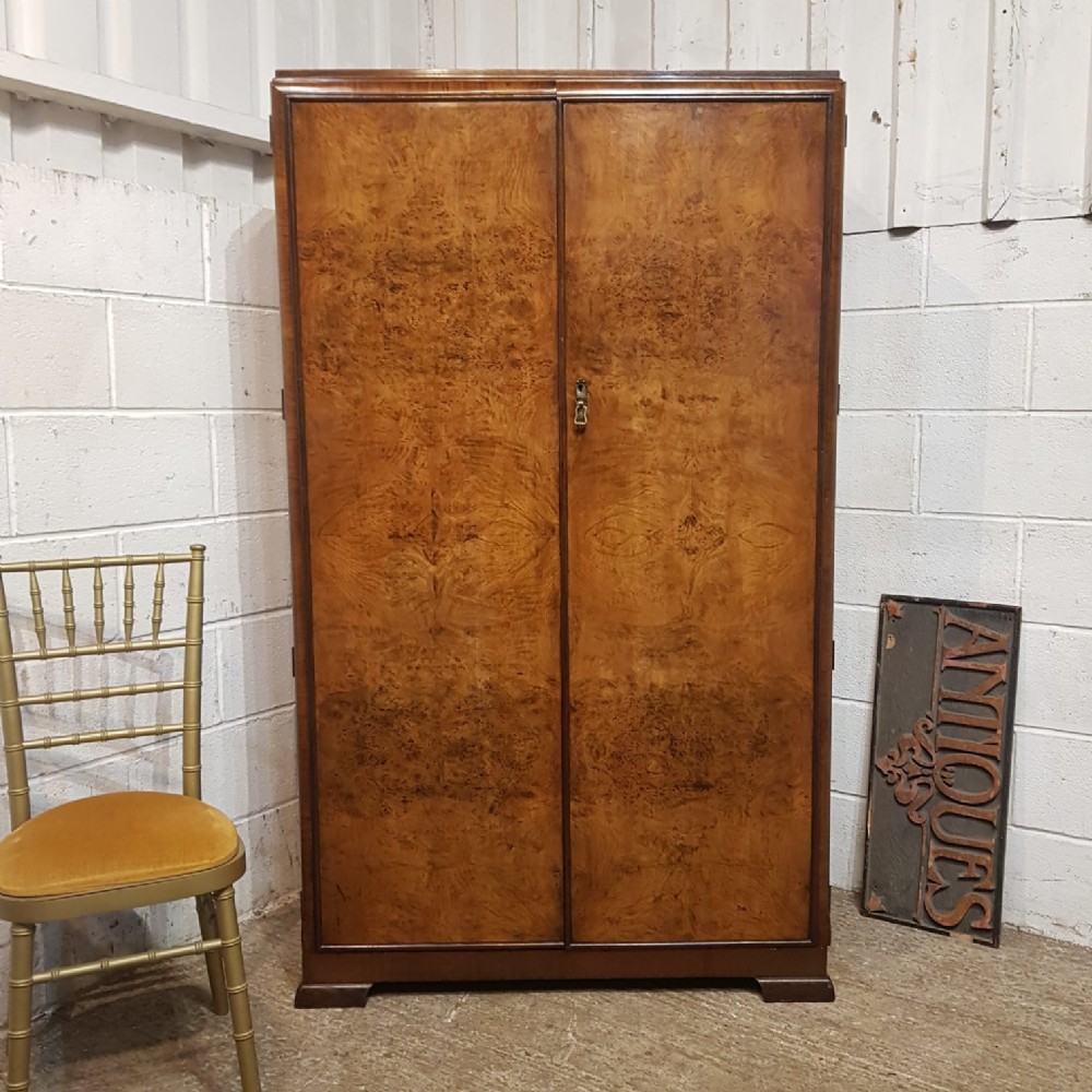 an art deco burr walnut fitted wardrobe c1920