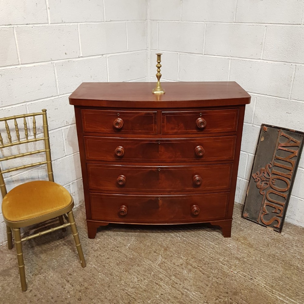 a victorian mahogany bow fronted chest of drawers c1880